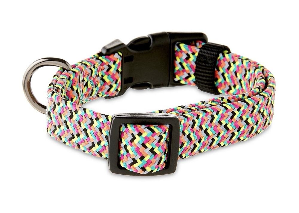 SMALL Vibrant Life Chevron Multi Color Reflective Adjustable Dog Collar 10-20lb
